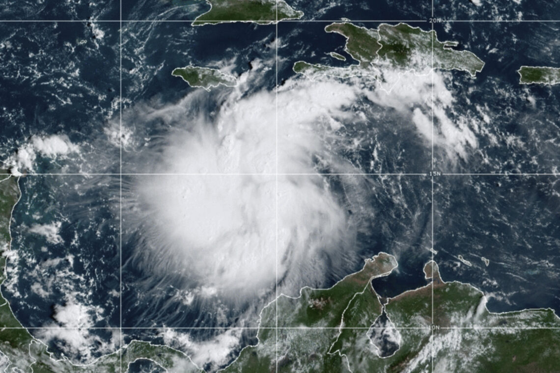 Tormenta tropical Ian en el Caribe. Imagen de satélite: NOAA (vía AP)