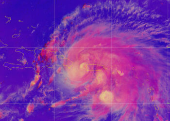 Imagen satelital del huracán Fiona sobre Puerto Rico. Foto: NOAA