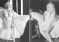 Ana de Armas como Marilyn Monroe en una escena de "Blonde", izquierda, y Marilyn Monroe posando en la filmación de "The Seven Year Itch" en Nueva York el 9 de septiembre de 1954. (Netflix vía AP, izquierda, AP Photo/Matty Zimmerman)