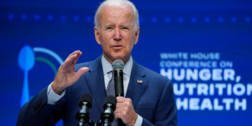 El presidente estadounidense Joe Biden habla en la Conferencia de la Casa Blanca sobre Hambre, Nutrición y Salud en Washington el 28 de septiembre del 2022. Foto: AP/Evan Vucci