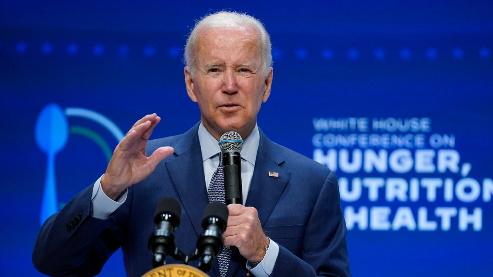 El presidente estadounidense Joe Biden habla en la Conferencia de la Casa Blanca sobre Hambre, Nutrición y Salud en Washington el 28 de septiembre del 2022. Foto: AP/Evan Vucci