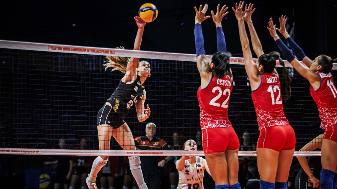 Puerto Rico versus Bélgica en el Campeonato Mundial de Voleibol Femenino. Foto suministrada / FPV