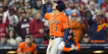 El dominicano Jeremy Peña, de los Astros de Houston. Foto: David J. Phillip | AP