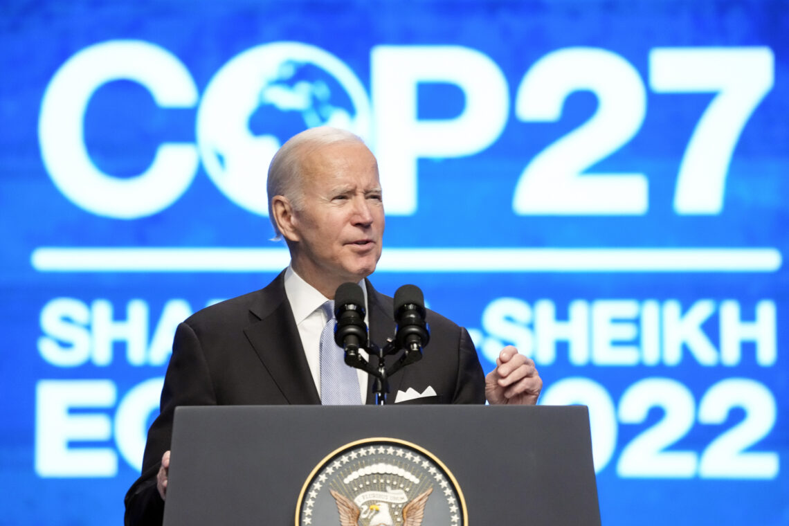 Joe Biden habla en la Cumbre de la ONU sobre el Clima en Egipto. (Foto: Alex Brandon / AP)