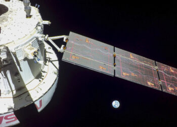 Imagen proporcionada por la NASA del noveno día de vuelo de la cápsula Orión. (NASA vía AP)
