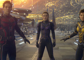 Paul Rudd, Kathryn Newton y Evangeline Lilly en una escena de "Ant-Man and the Wasp: Quantumania". (Disney/Marvel Studios vía AP)