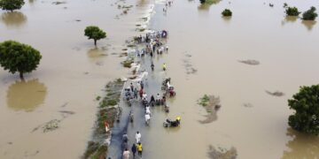 Imagen de las inundaciones en Hadeja, Nigeria, el 19 de septiembre de 2022. (AP foto)