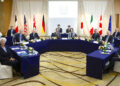 Gobernadores de los bancos centrales de los países del G7 y de la Unión Europea en su reunión en Japón. (Foto: Kiyoshi Ota / Pool Foto vía AP)