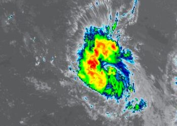 Imagen de la depresion tropical (Invest 92L. (vía NOAA)