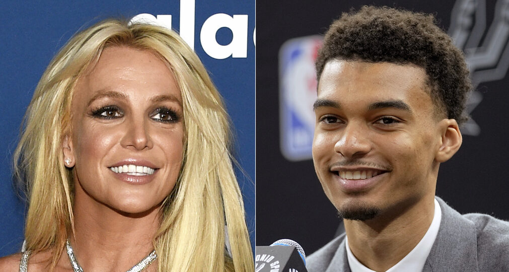 Britney Spears y Victor Wembanyama. (Fotos: AP)