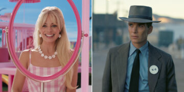 Margot Robbie en una escena de "Barbie" y Cillian Murphy en "Oppenheimer". (Foto: Warner Bros Pictures/Universal Pictures vía AP)