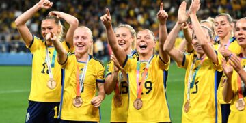 Las suecas festejan su medalla de bronce. (Foto: EFE)