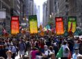 Activistas contra el cambio climático protestan en Madison Ave, en Nueva York, por las políticas energéticas y el uso de combustibles fósiles. (Foto: Bryan Woolston / AP)