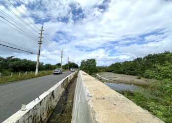 El objetivo es que la pared logre contener una futura crecida del río Inabón, para que la corriente con lodo y desechos no vuelva a bloquear la carretera, como ha ocurrido por décadas en periodos de lluvia copiosa. (Foto: Michelle Estrada Torres)