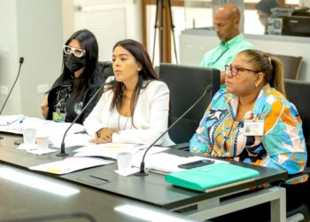 Anaís Rodríguez Vega al centro y Haydelín Ronda a la derecha en una vista legislativa. (Foto: CyberNews)