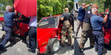 Labores de rescate de la persona pillada. (Foto: Elio Santiago / Facebook)