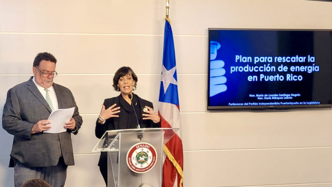 El representante Denis Márquez Lebrón y la senadora María de Lourdes Santiago Negrón en rueda de prensa. (Captura de vídeo)