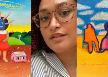 Estefanía Vallejo Santiago con sus obras “Desde Niña” y “yo, mi monstruo y tú”. (Fotos suministradas)