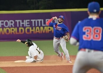 Puerto Rico contra Australia en la Copa Mundial de Béisbol Sub-23 en China. (Foto suministrada)