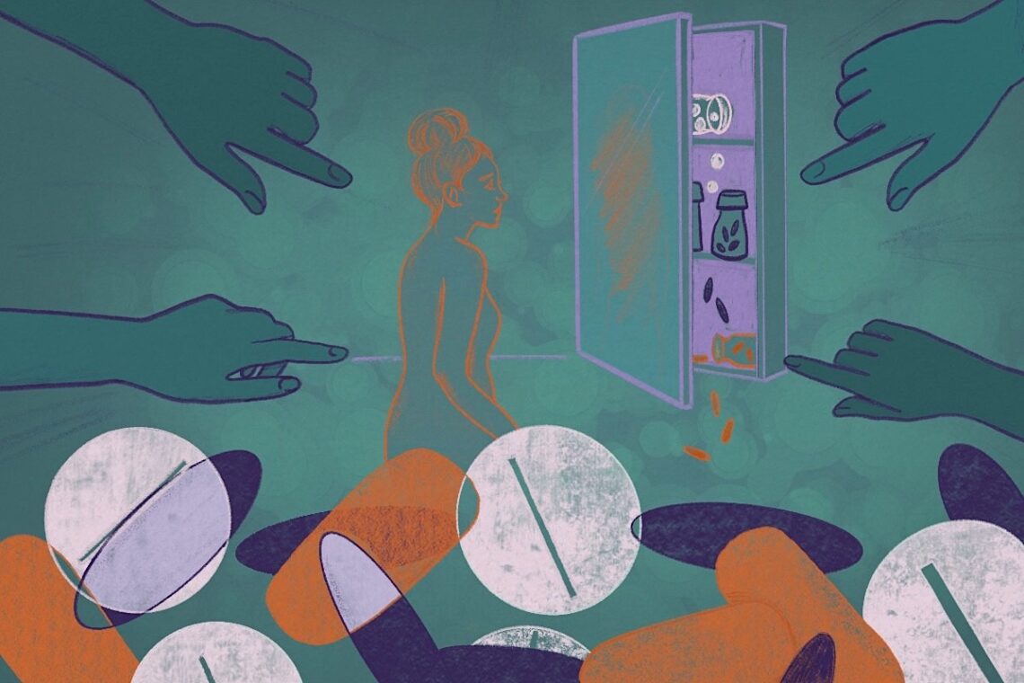 En la última década, las muertes por sobredosis entre mujeres, contabilizadas como feminicidios indirectos, han aumentado cuatro veces más, superando el ritmo de incremento en hombres. (Ilustración: Emmalynn González, E.G. Atelier)