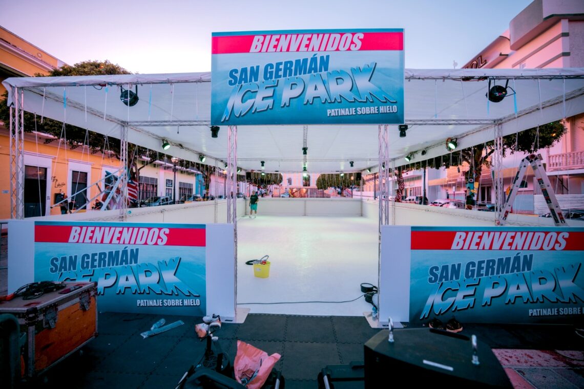 Pista de patinaje sobre hielo ecoamigable en San Germán. (Foto suministrada)