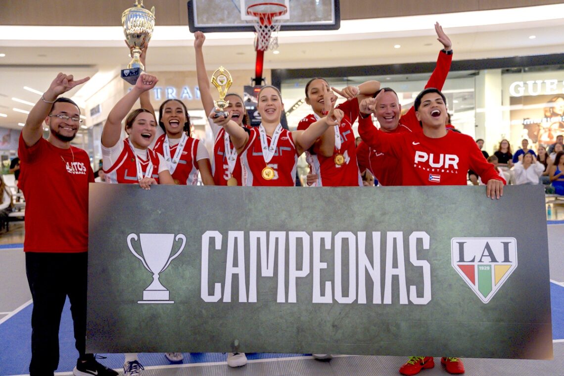 Las Jerezanas de la UPR de Río Piedras son las primeras campeonas del baloncesto 3x3 de la LAI. (Foto: Luis Ortiz / LAI)