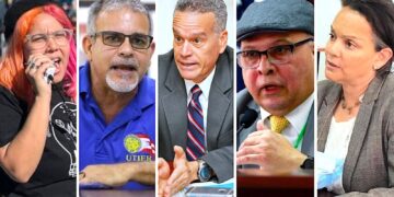 En la imagen, Hernaliz Vázquez Torres, Ángel Figueroa Jaramillo, Rolando Emmanuelli Jiménez, Luis Raúl Torres Cruz y Ruth Santiago Quiñones. (Fotos archivo)