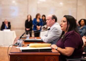 La jueza Camille Rivera Pérez y el juez Raúl Candelario López comparecieron hoy al Senado. (Foto suministrada)