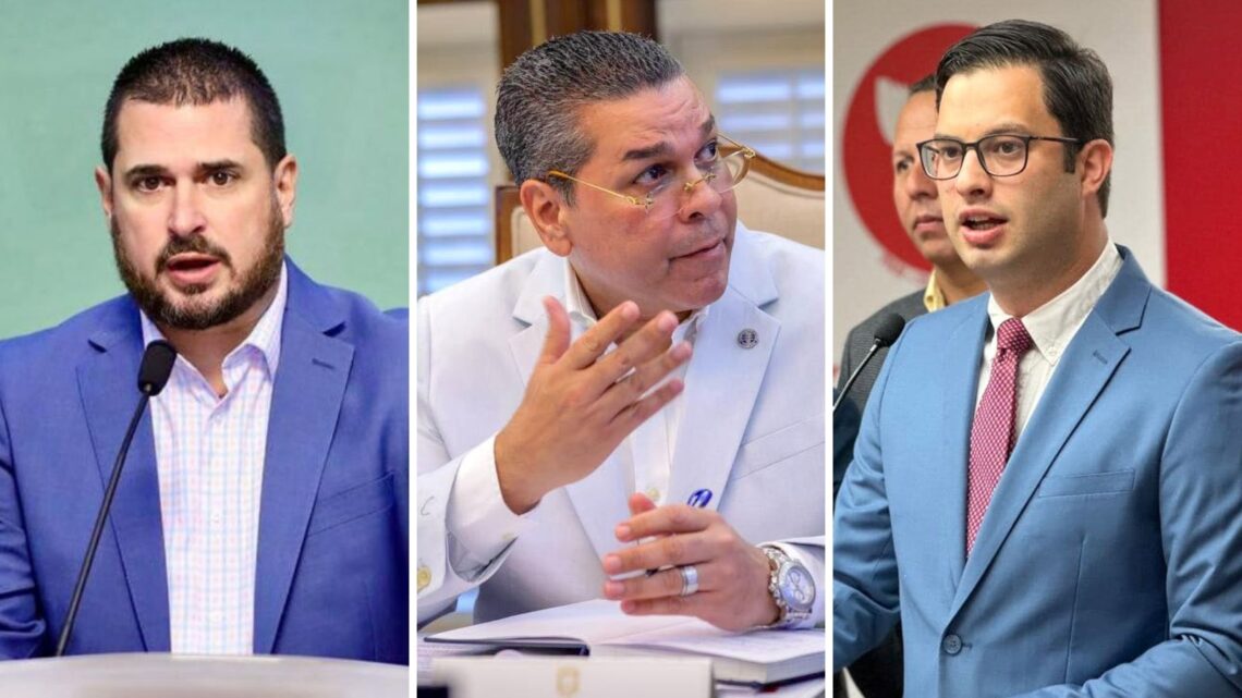 Ángel Fourquet (representante), Josué Colón (zar de energía) y Héctor Ferrer (portavoz del PPD en la Cámara). (Fotos archivo)